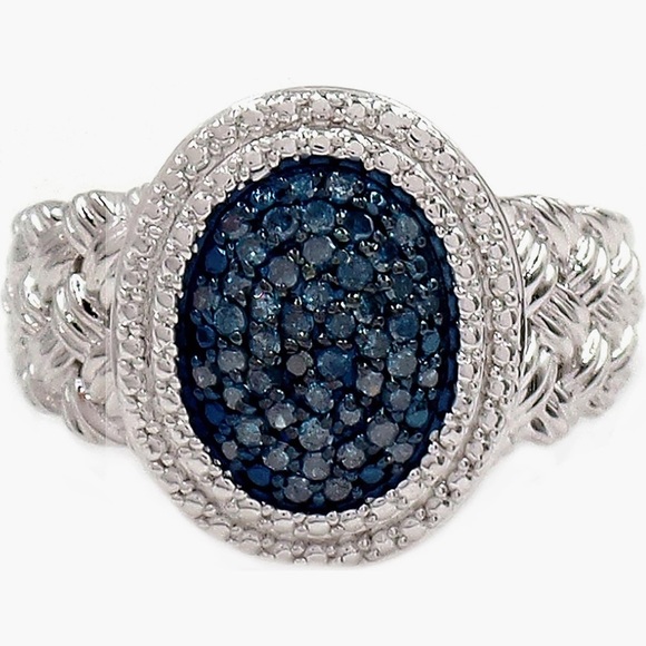 SAVVY CIE JEWELS BLUE DIAMOND ACCENT BRAID TEXTURE RING - 0.25 CTW - Picture 2 of 7